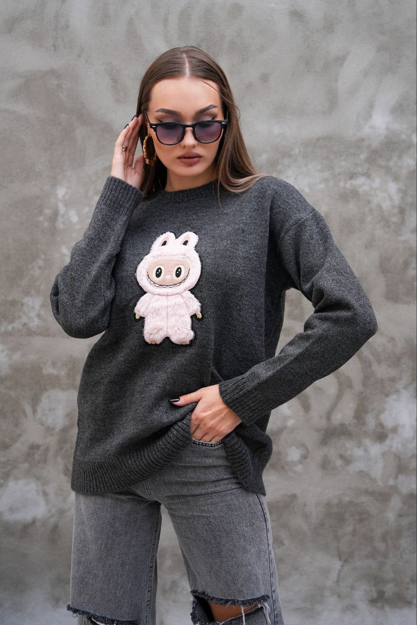 Pull Labubu Rose Kawaii - Sweat Femme Mignon Peluche Japonais