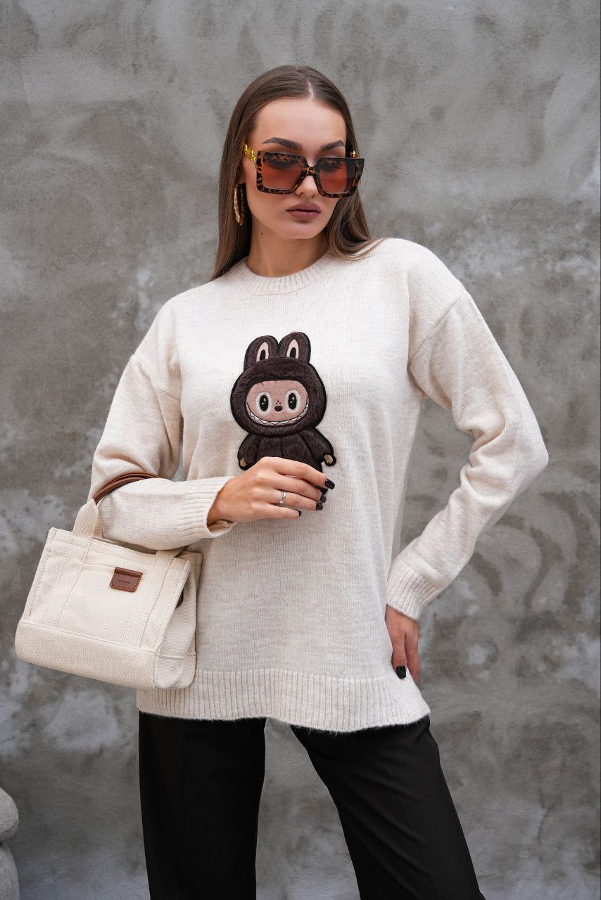 Pull Labubu Rose Kawaii - Sweat Femme Mignon Peluche Japonais