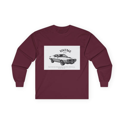 T-Shirt Manches Longues Voiture Vintage, Unisexe, Vêtement Rétro Automobile, Cadeau pour Passionnés d'Auto, Mode Décontractée