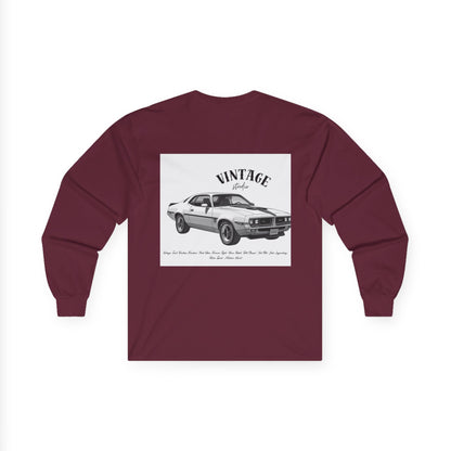 T-Shirt Manches Longues Voiture Vintage, Unisexe, Vêtement Rétro Automobile, Cadeau pour Passionnés d'Auto, Mode Décontractée