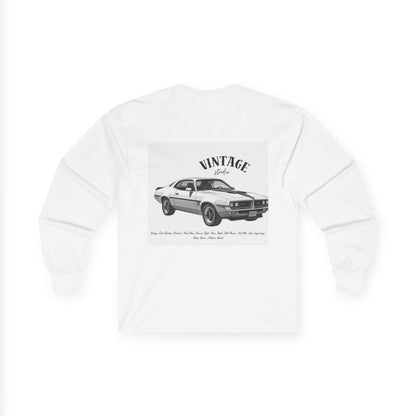 T-Shirt Manches Longues Voiture Vintage, Unisexe, Vêtement Rétro Automobile, Cadeau pour Passionnés d'Auto, Mode Décontractée