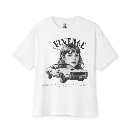 T-Shirt Vintage Oversize Unisexe, Tee-Shirt Graphique Rétro Automobile, Vêtement Décontracté Stylé, Cadeau Unique pour Passionnés d'Auto