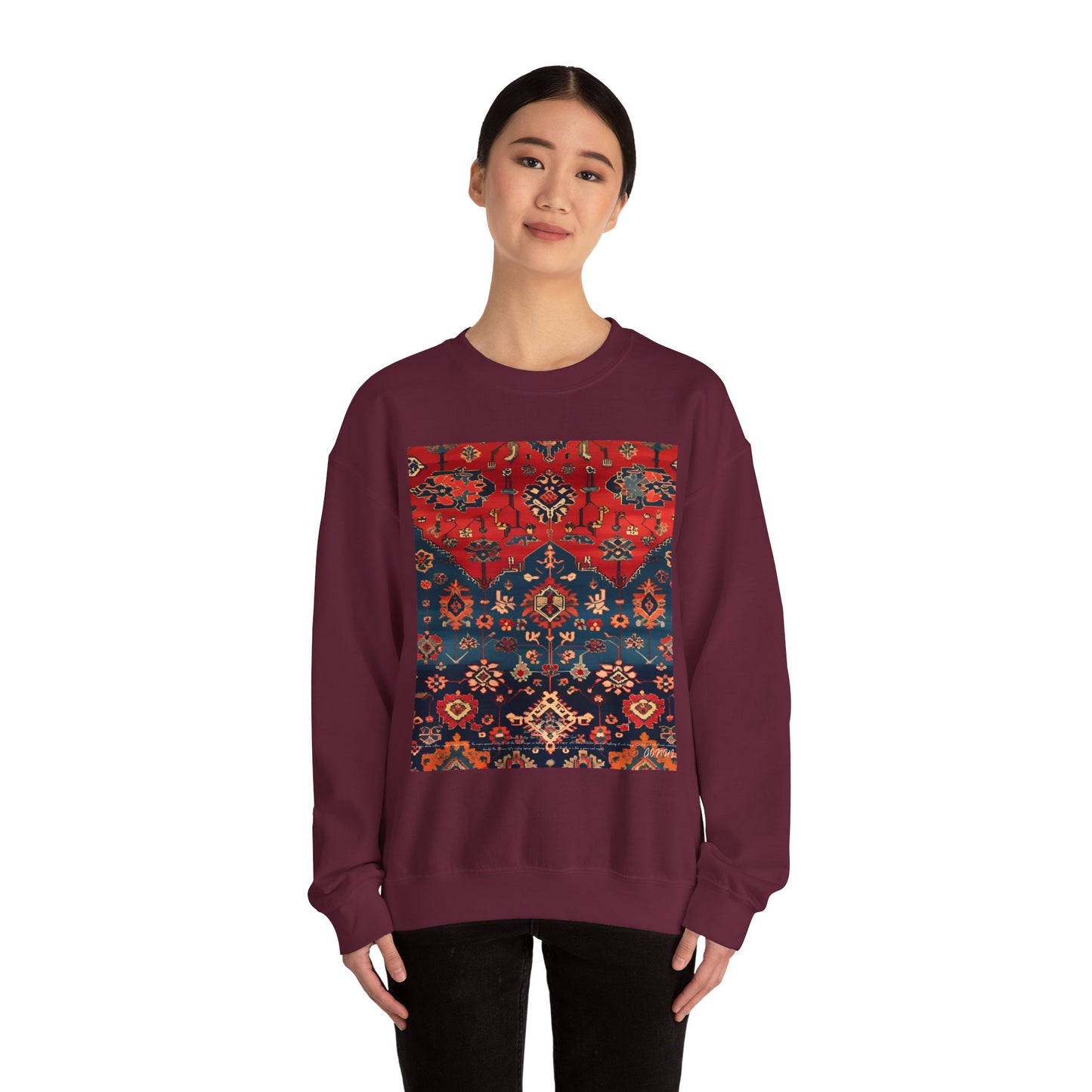 Sweat-shirt Col Rond d'Inspiration Bohème – Style Vintage Confortable, Superposition Unisexe, Mode Automne, Parfait pour les Sorties Décontractées, Cadeau pour les Amateurs d'Art
