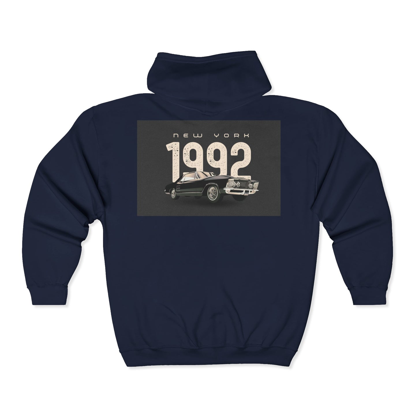 Sweat à Capuche Vintage 1992 New York Unisexe avec Zip, Hoodie Rétro, Cadeau pour Passionnés d'Auto, Vêtement Nostalgie Années 90
