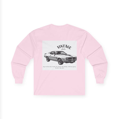 T-Shirt Manches Longues Voiture Vintage, Unisexe, Vêtement Rétro Automobile, Cadeau pour Passionnés d'Auto, Mode Décontractée