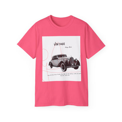 Vintage T-Shirt Unisexe Voiture Vintage, Style Rétro pour Passionnés d'Automobile, Cadeau Parfait pour Papa, Vêtement Décontracté, Mode Estivale