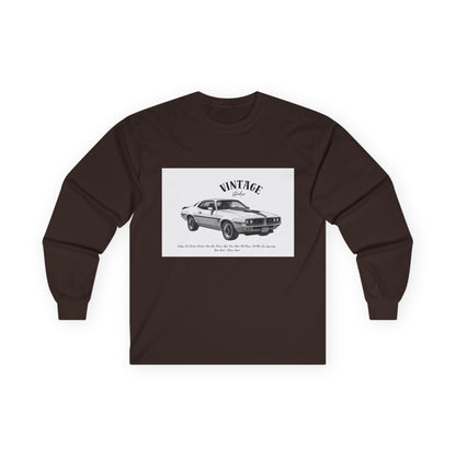 T-Shirt Manches Longues Voiture Vintage, Unisexe, Vêtement Rétro Automobile, Cadeau pour Passionnés d'Auto, Mode Décontractée