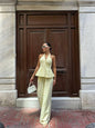 Ensemble Lin Femme - Top Bustier et Pantalon Palazzo | Gasyam&Glamour
