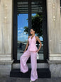 Ensemble Lin Femme - Top Bustier et Pantalon Palazzo | Gasyam&Glamour