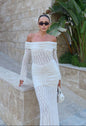 Robe Blanche Longue Épaules Nues - Robe Élégante Soirée Femme