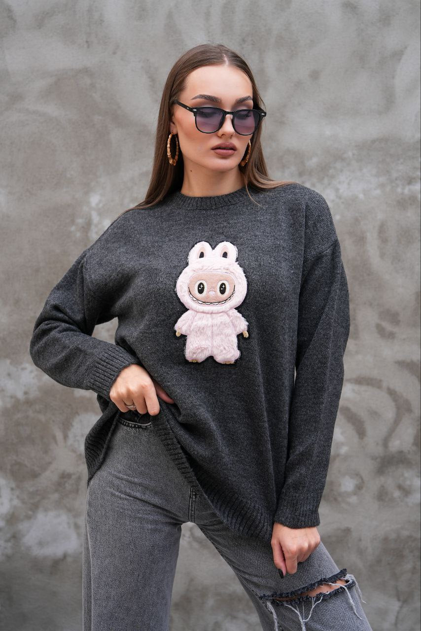 Pull Labubu Rose Kawaii - Sweat Femme Mignon Peluche Japonais