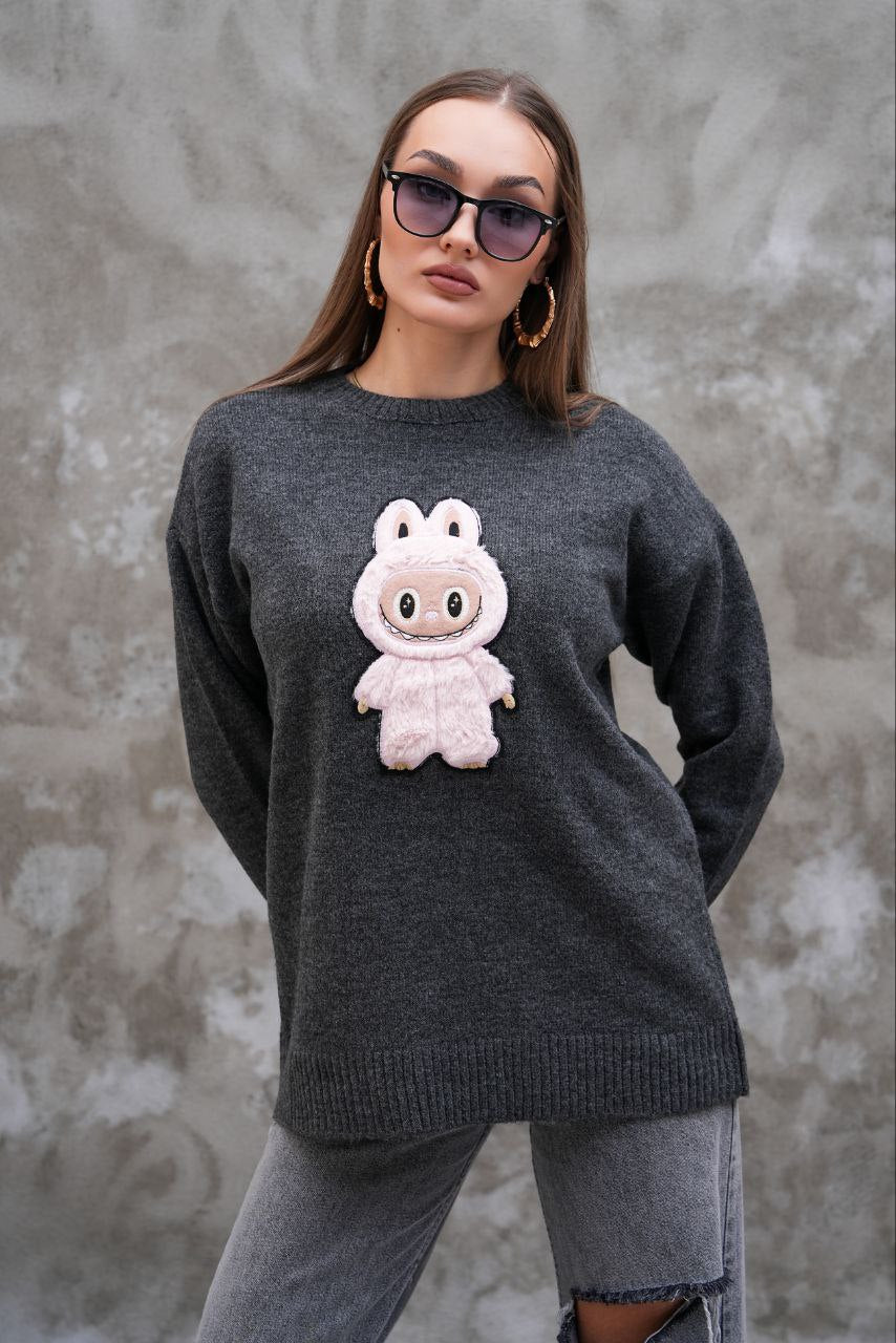 Pull Labubu Rose Kawaii - Sweat Femme Mignon Peluche Japonais