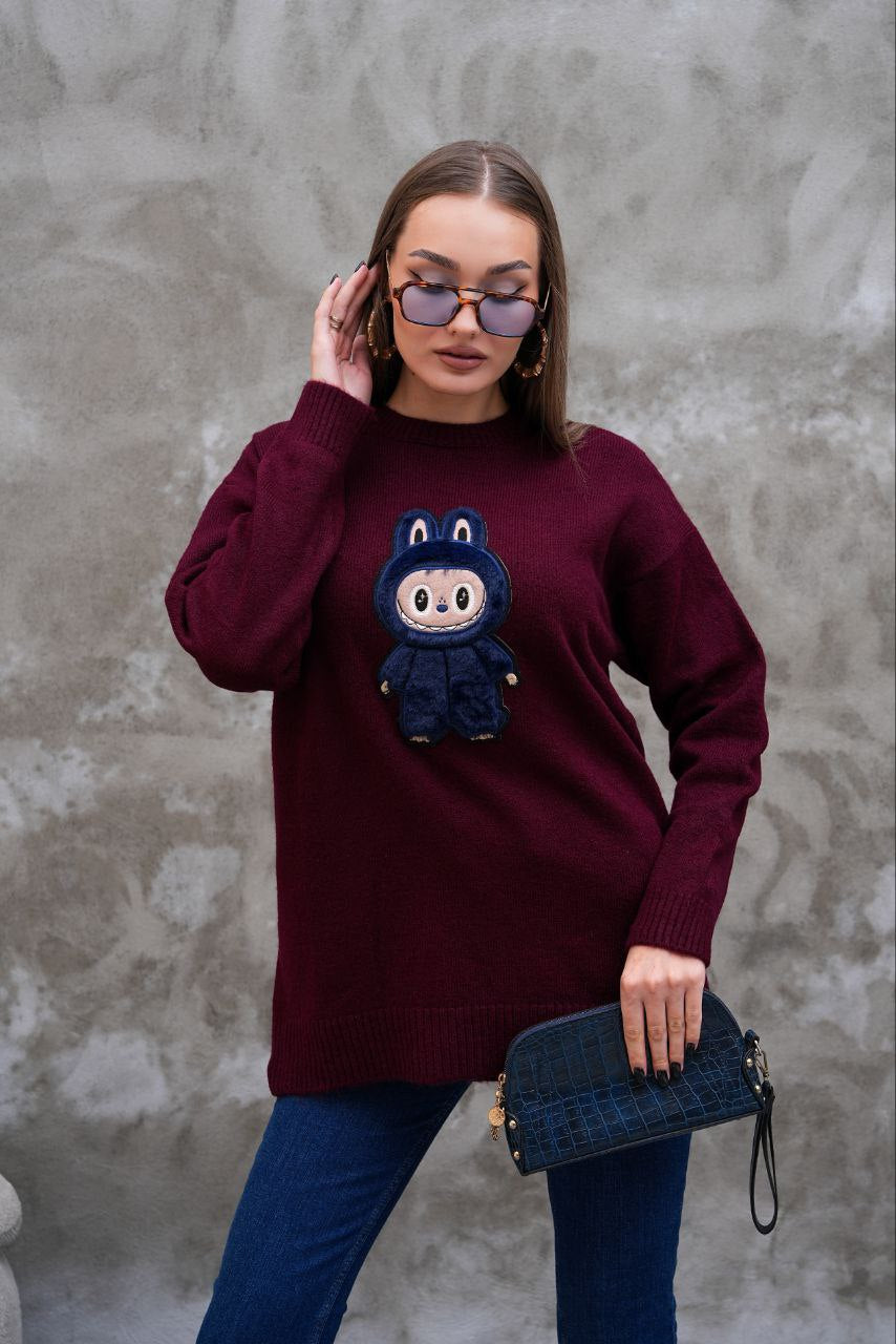Pull Labubu Rose Kawaii - Sweat Femme Mignon Peluche Japonais