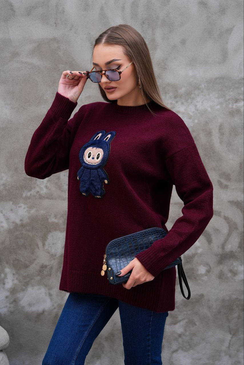 Pull Labubu Rose Kawaii - Sweat Femme Mignon Peluche Japonais