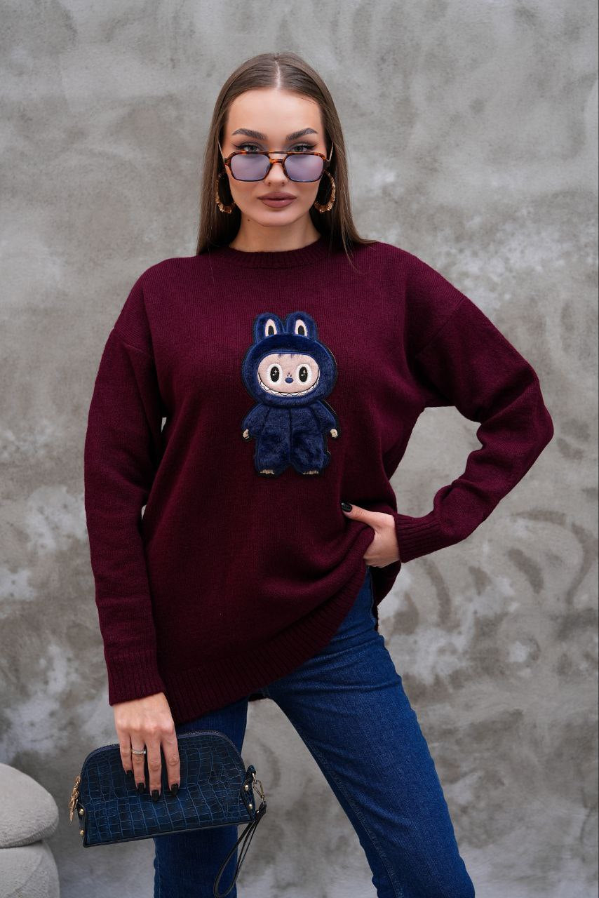 Pull Labubu Rose Kawaii - Sweat Femme Mignon Peluche Japonais