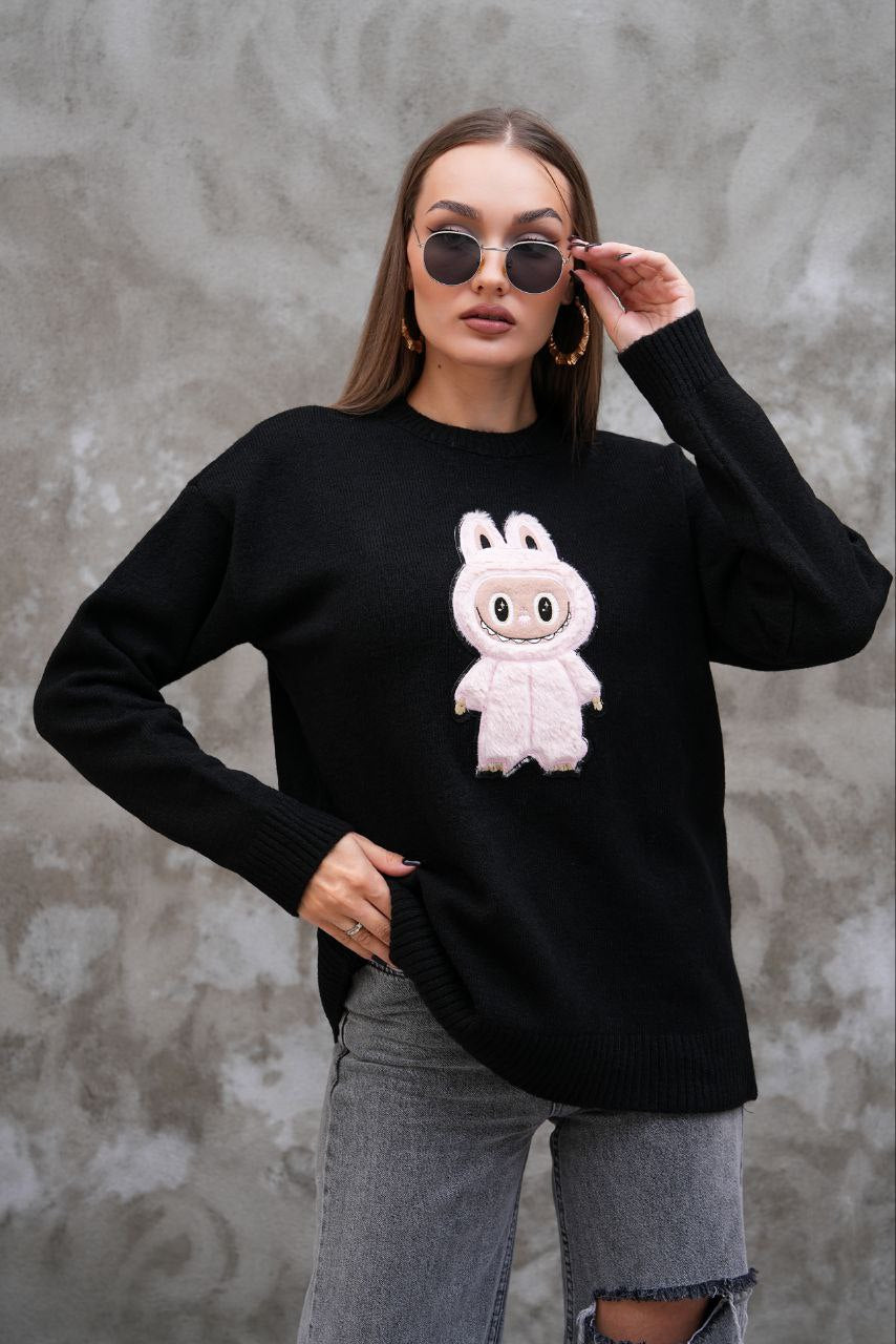 Pull Labubu Rose Kawaii - Sweat Femme Mignon Peluche Japonais