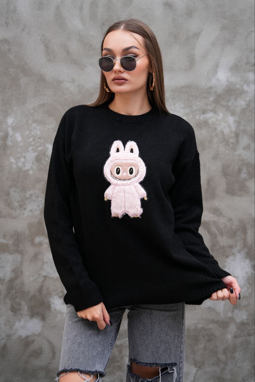 Pull Labubu Rose Kawaii - Sweat Femme Mignon Peluche Japonais