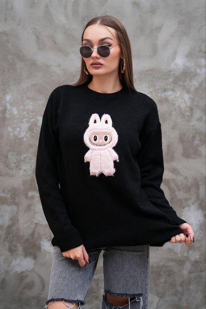 Pull Labubu Rose Kawaii - Sweat Femme Mignon Peluche Japonais