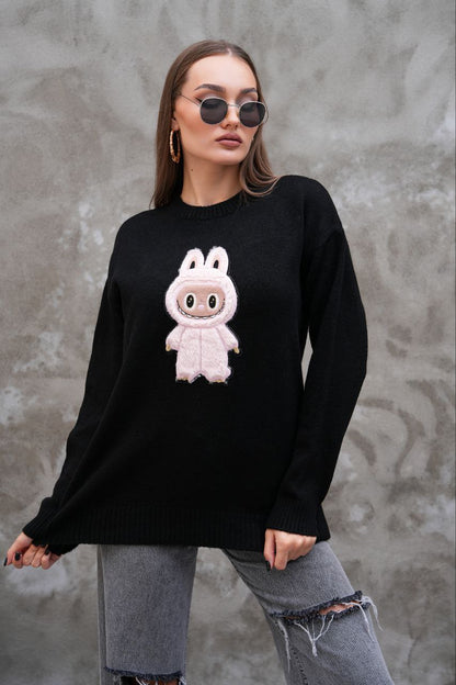 Pull Labubu Rose Kawaii - Sweat Femme Mignon Peluche Japonais