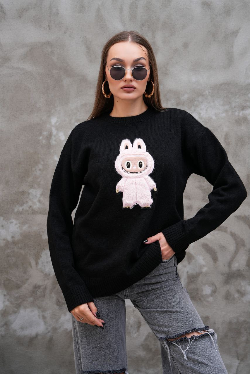 Pull Labubu Rose Kawaii - Sweat Femme Mignon Peluche Japonais