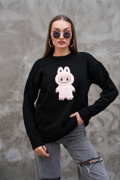 Pull Labubu Rose Kawaii - Sweat Femme Mignon Peluche Japonais