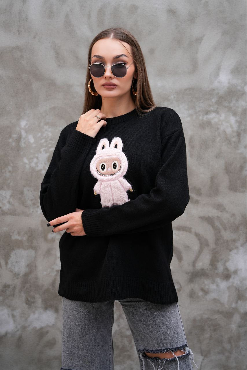 Pull Labubu Rose Kawaii - Sweat Femme Mignon Peluche Japonais