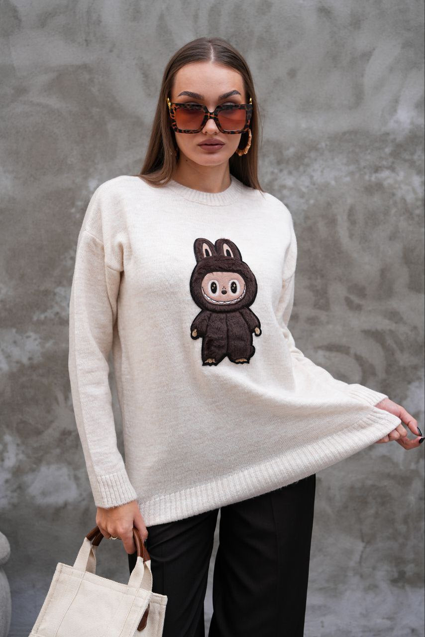 Pull Labubu Rose Kawaii - Sweat Femme Mignon Peluche Japonais