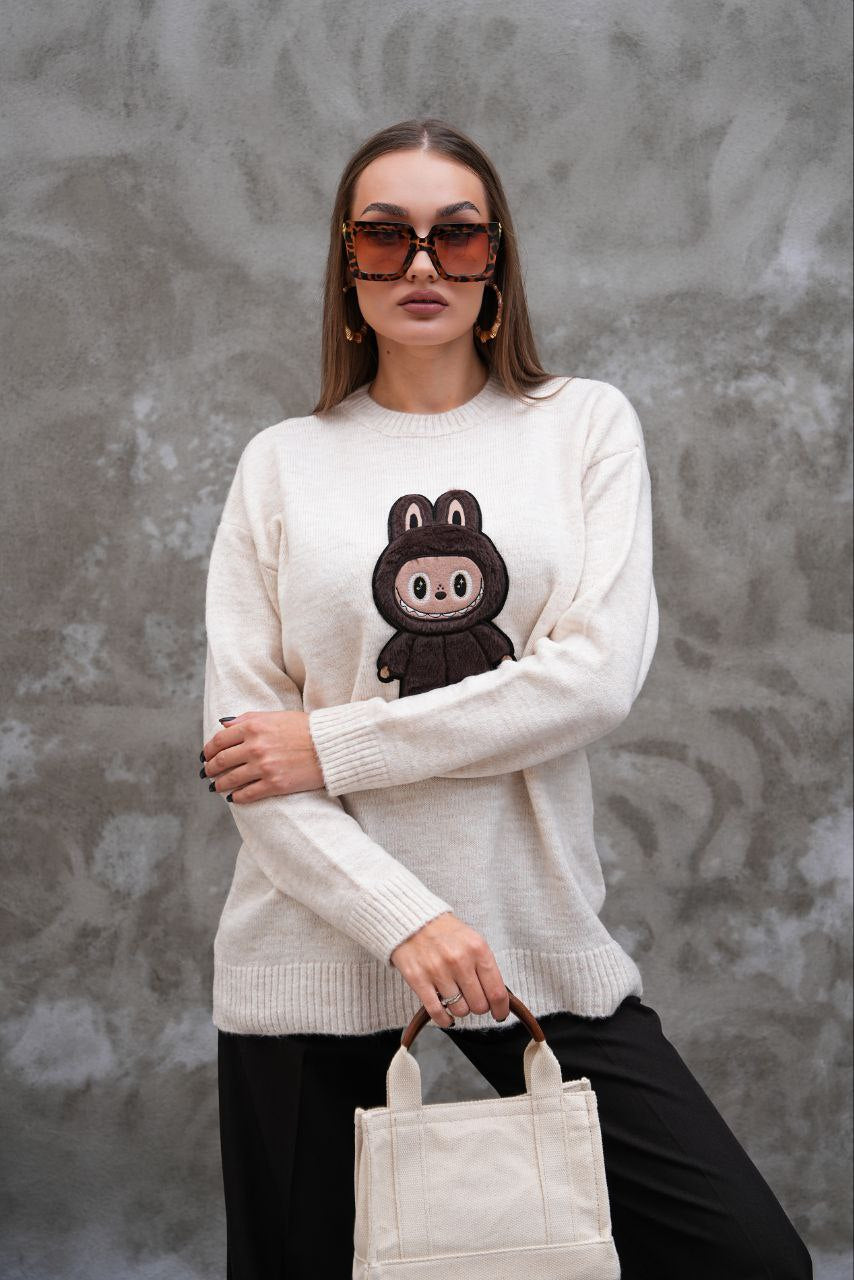 Pull Labubu Rose Kawaii - Sweat Femme Mignon Peluche Japonais