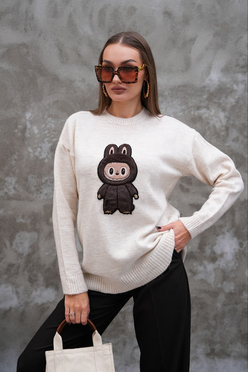 Pull Labubu Rose Kawaii - Sweat Femme Mignon Peluche Japonais