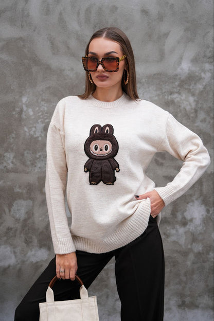 Pull Labubu Rose Kawaii - Sweat Femme Mignon Peluche Japonais