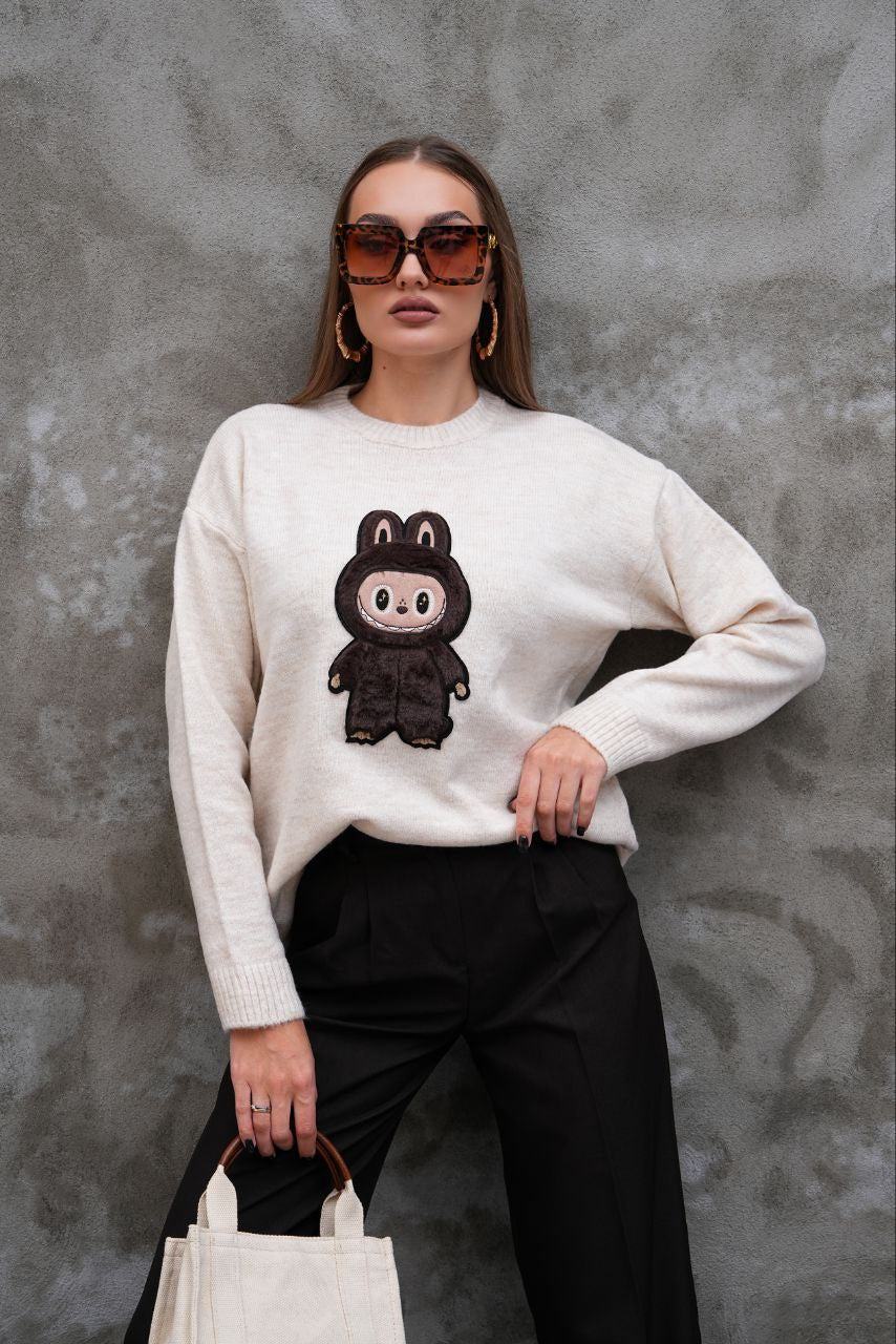 Pull Labubu Rose Kawaii - Sweat Femme Mignon Peluche Japonais