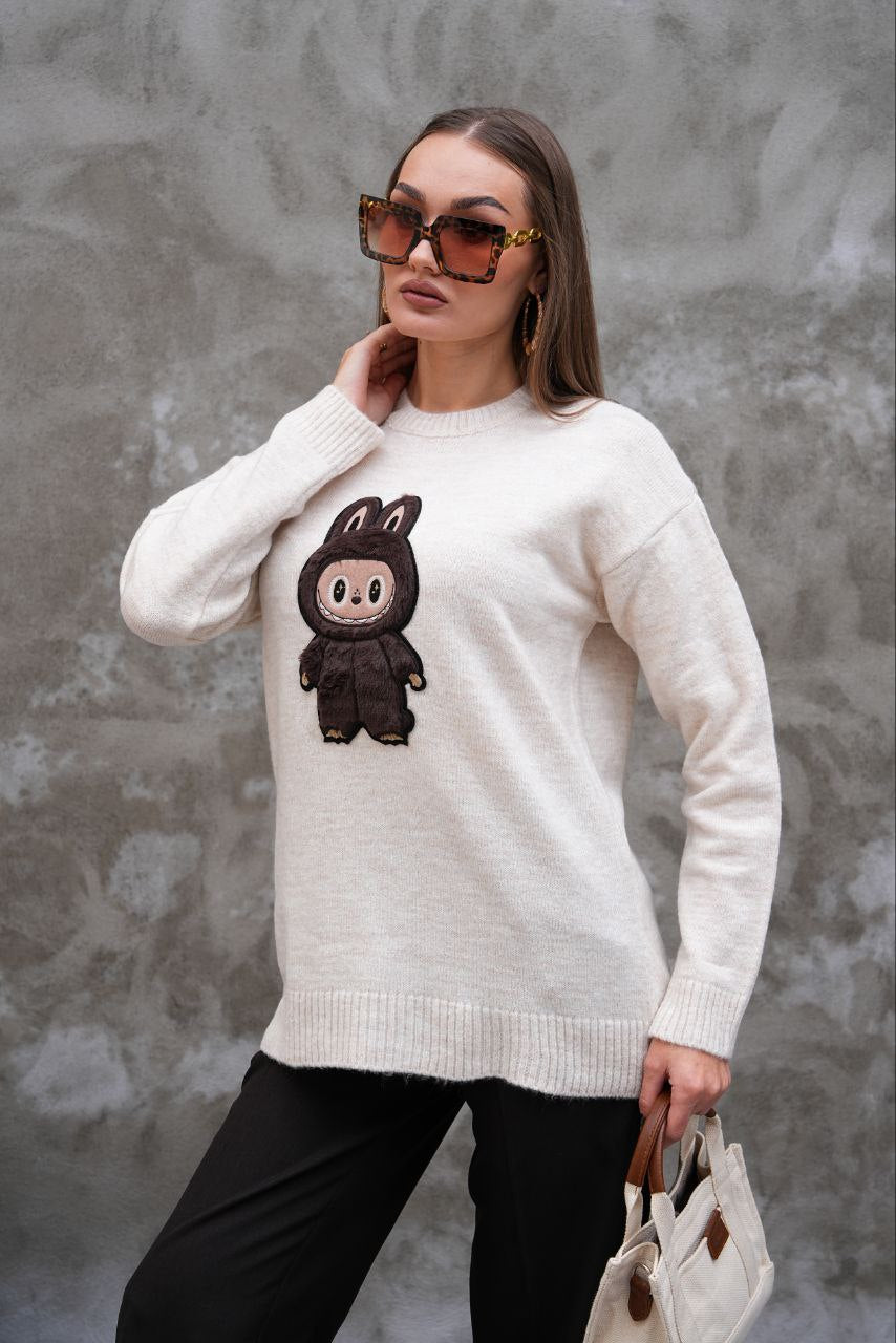 Pull Labubu Rose Kawaii - Sweat Femme Mignon Peluche Japonais