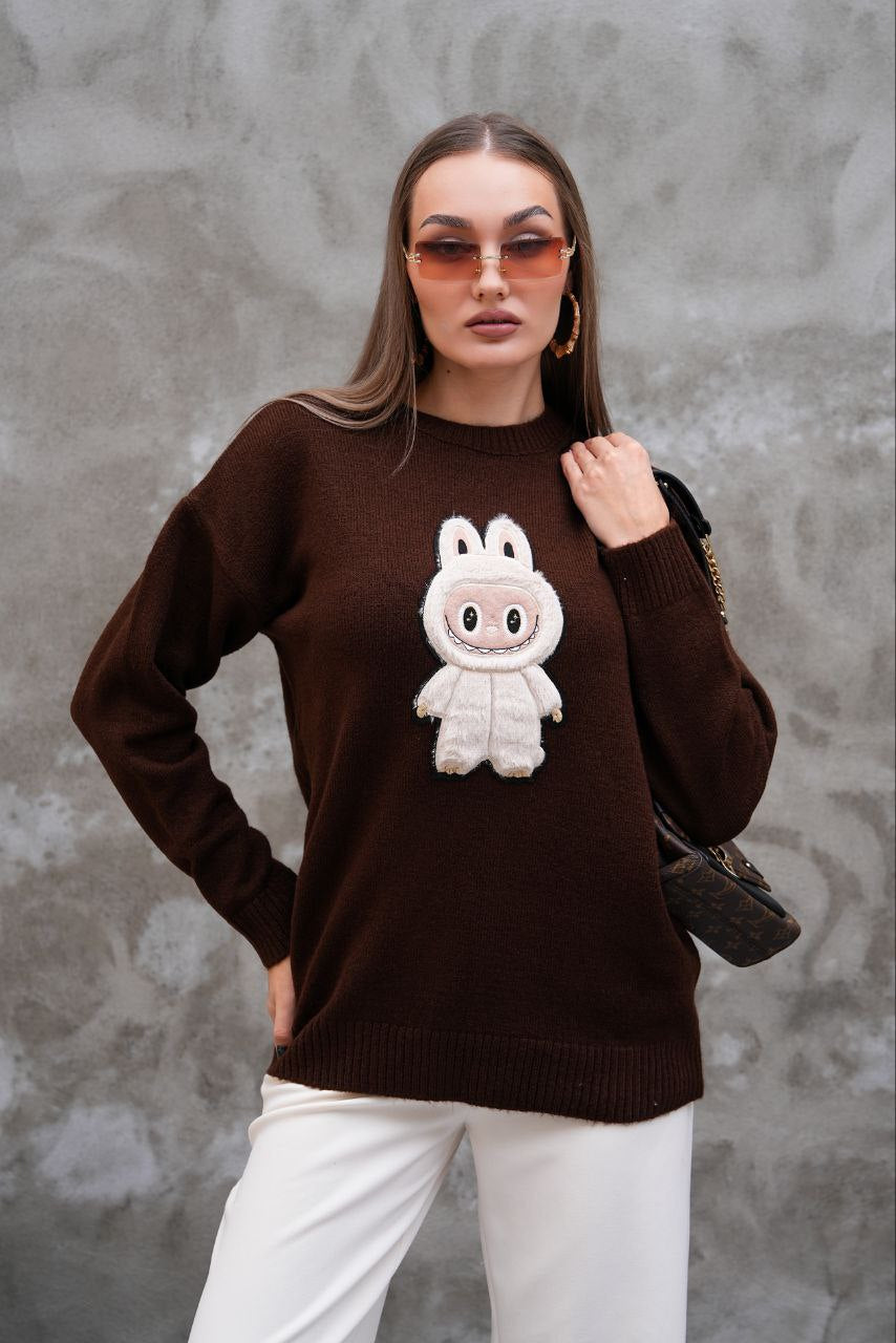 Pull Labubu Rose Kawaii - Sweat Femme Mignon Peluche Japonais