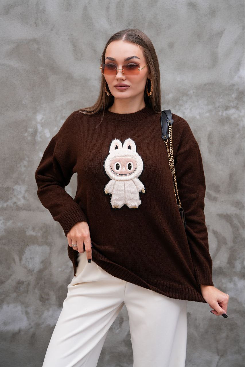 Pull Labubu Rose Kawaii - Sweat Femme Mignon Peluche Japonais