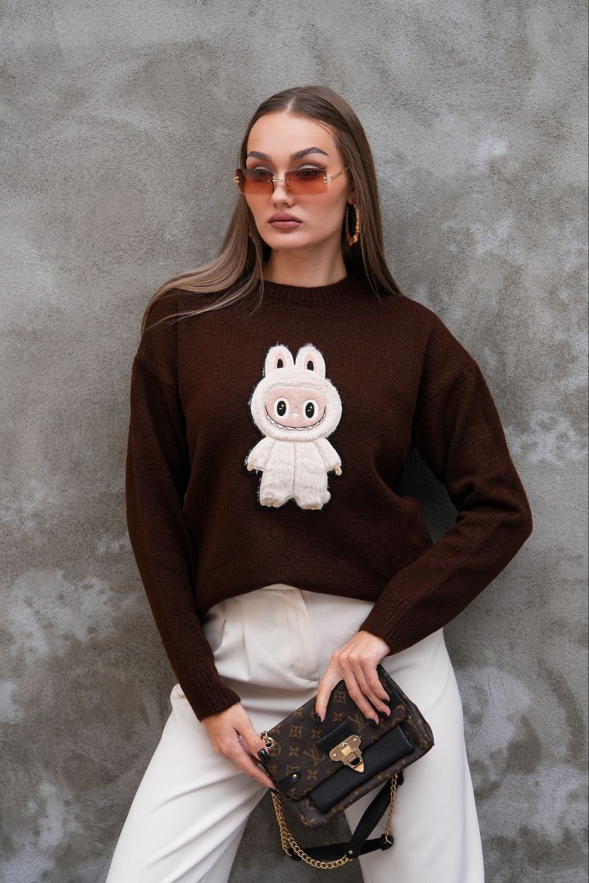 Pull Labubu Rose Kawaii - Sweat Femme Mignon Peluche Japonais