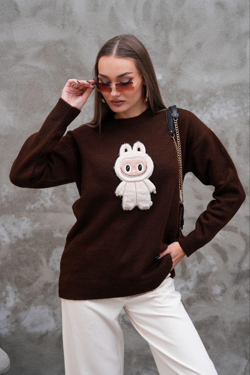Pull Labubu Rose Kawaii - Sweat Femme Mignon Peluche Japonais