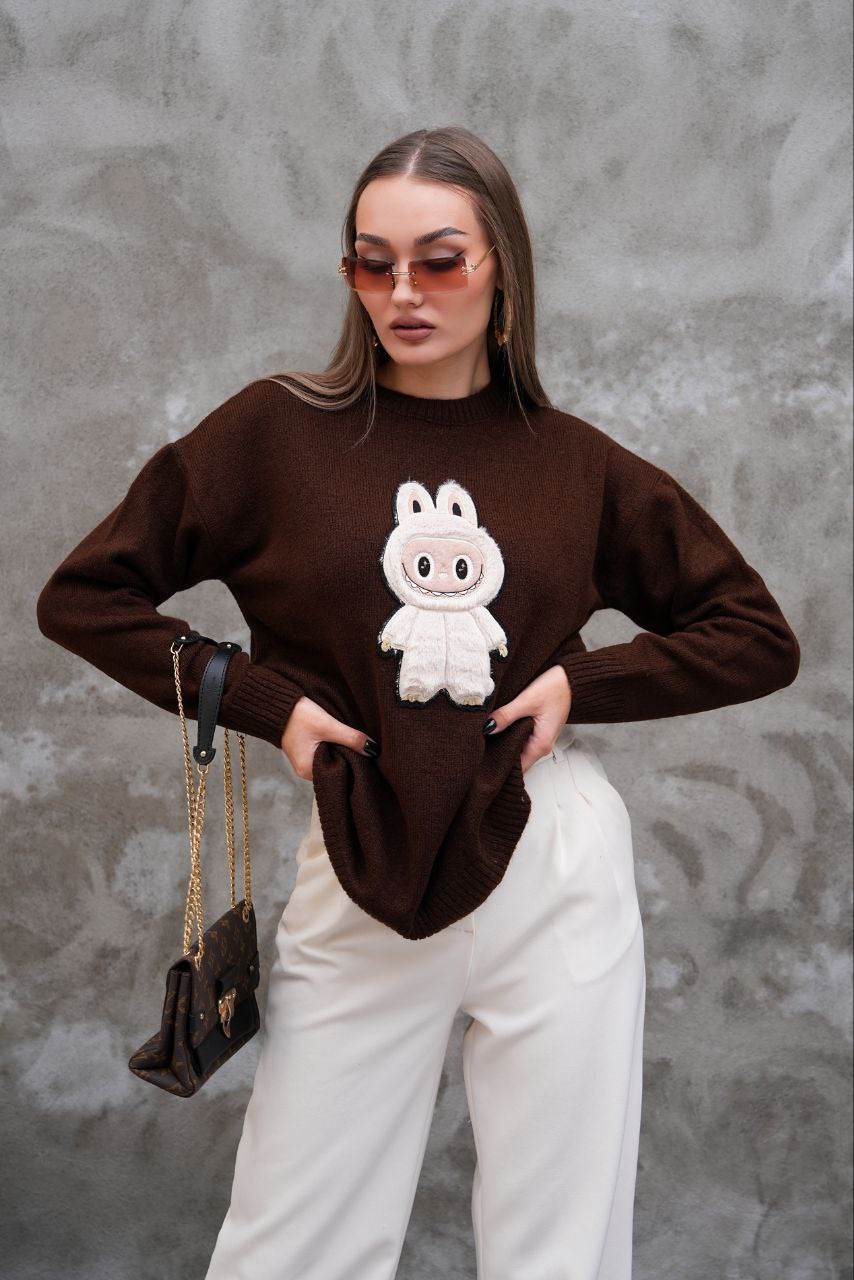 Pull Labubu Rose Kawaii - Sweat Femme Mignon Peluche Japonais