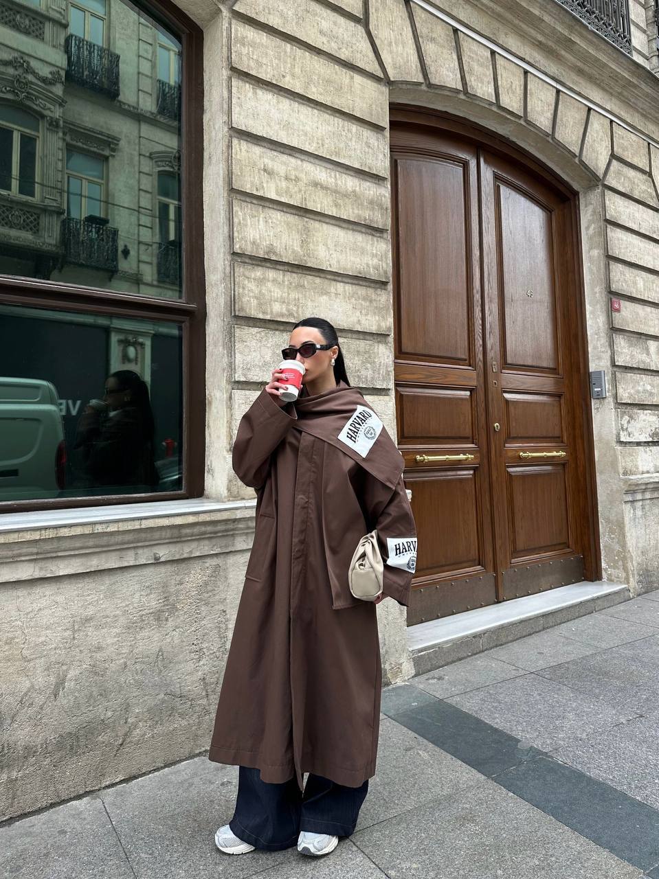 Trench-Coat Marron Oversize Femme - Manteau Long Élégant