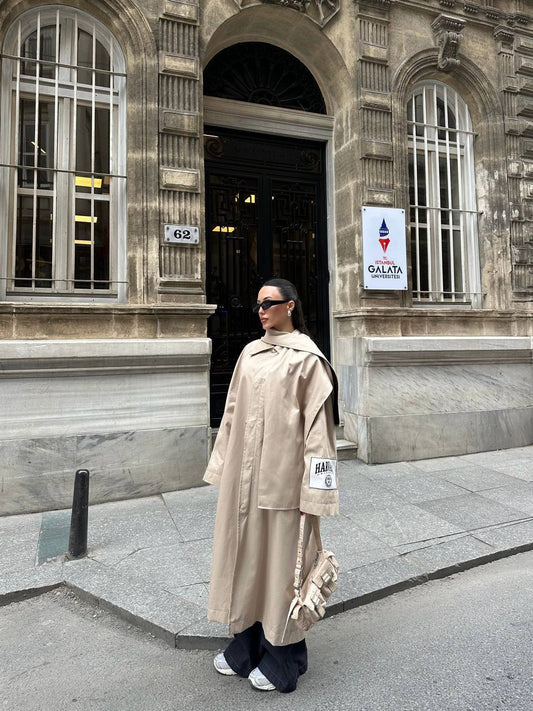 Trench-Coat Marron Oversize Femme - Manteau Long Élégant