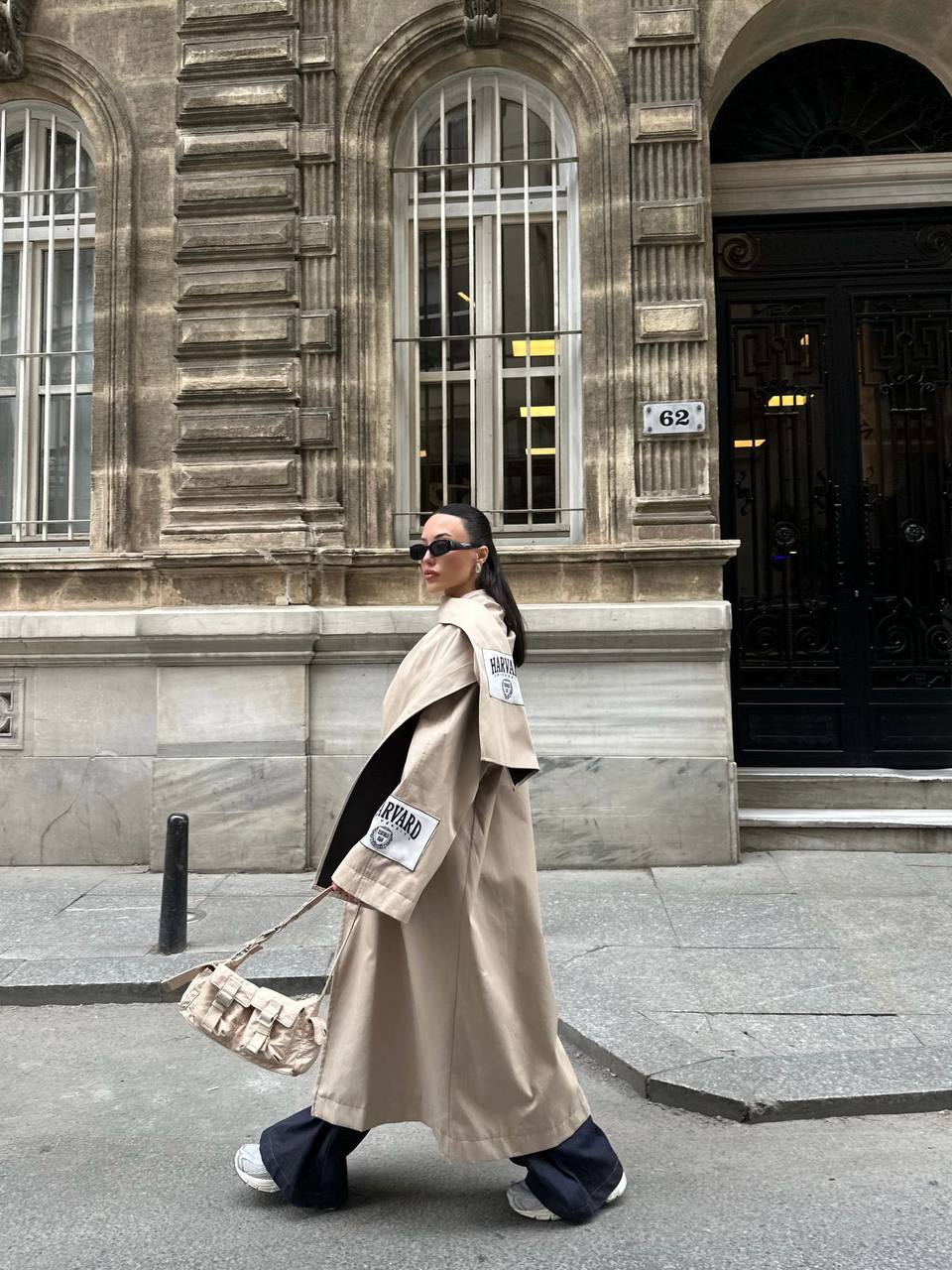 Trench-Coat Marron Oversize Femme - Manteau Long Élégant