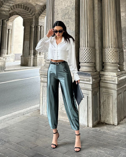 💎 PANTALON SATIN Femme - Luxe & Élégance
