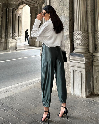 💎 PANTALON SATIN Femme - Luxe & Élégance