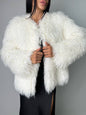 Manteau en Fausse Fourrure Blanche Luxueuse