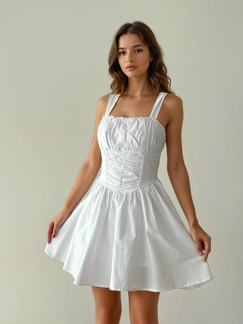 💖 Robe Courte Rose "Princesse Moderne" – Bustier Froncé & Jupe Évasée 💖