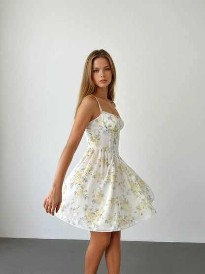 Robe Bustier Romantique à Motifs Floraux - Élégance Printanière