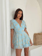 Robe Bohème Courte à Fleurs - Jupe Short Romantique & Décolleté V | Tenue d'Été Chic