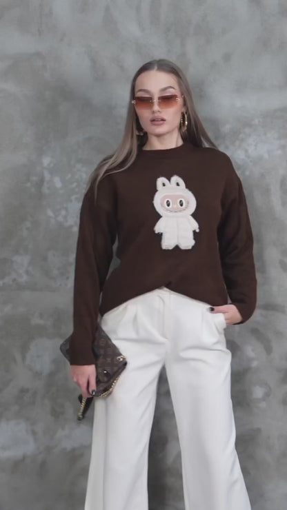 Pull Labubu Rose Kawaii - Sweat Femme Mignon Peluche Japonais